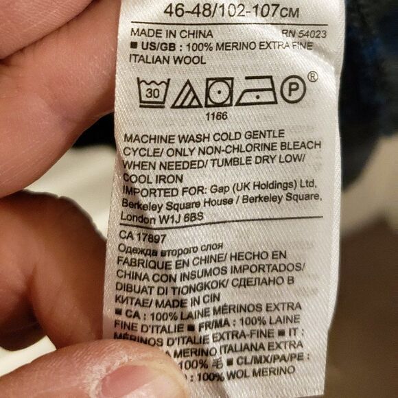 BANANA Rep Men's X-Fine Italian Wool Grey-Blue Stripe V-Neck Sweater - Picture 5 of 8